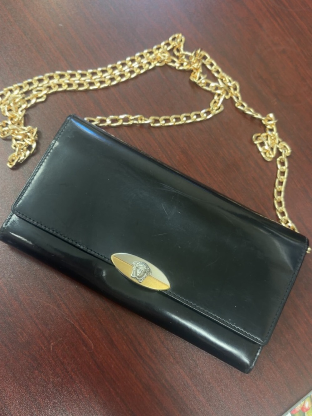 Leather Gianni Versace Black Two Tone Wallet